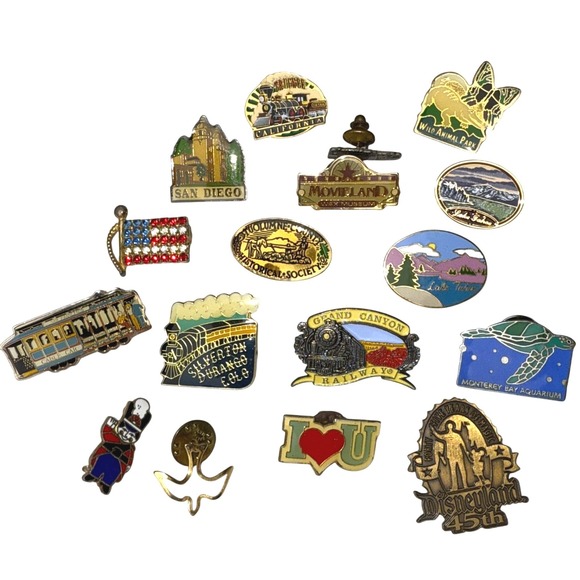 Disney Jewelry - Vintage Travel Souvenir Pin Lot w/ Disneyland 45th Anniversary Trains Animals‎